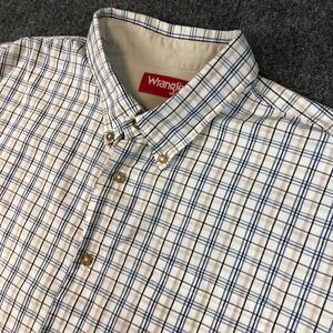 Wrangler Mens 2XL Plaid Short Sleeve Button Up Shirt Casual
